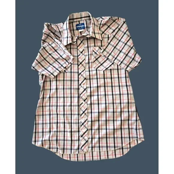 Vintage Wrangler Men's L Western Pearl Snap Short Sleeve Shirt Size 16.5 READ - Picture 2 of 5